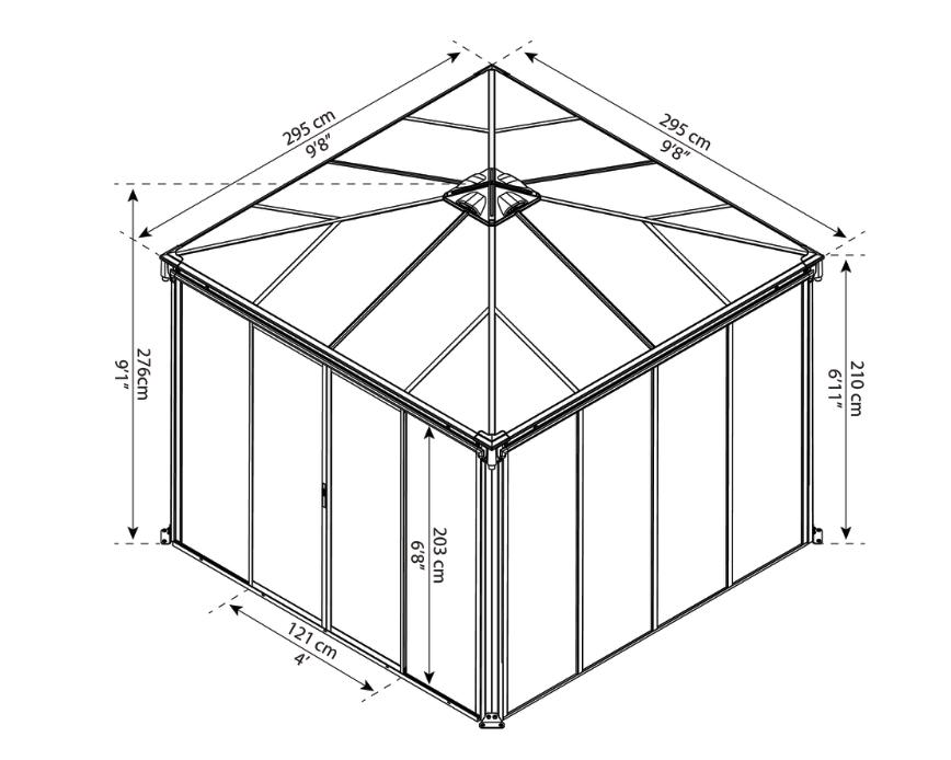 Pavillon lukket, Ledro 3000, antracitgrå